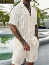 Men Crochet Knit 2 Piece Set L - đánh giá và giá Summer Short Set
