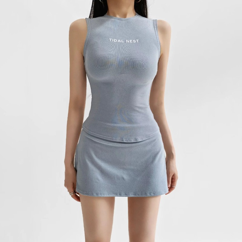 New Letter Printed Round Neck  - đánh giá và giá Summer Short Set