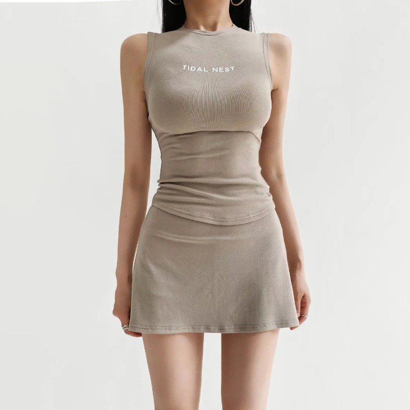 New Letter Printed Round Neck  - đánh giá và giá Summer Short Set